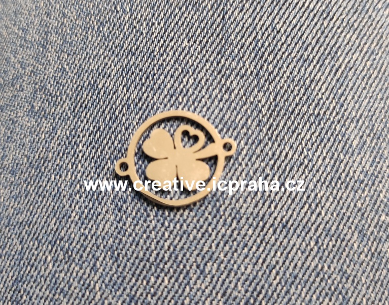 spoj.díl Čtyřlístek v kruhu 19x15x1mm - ocel 201